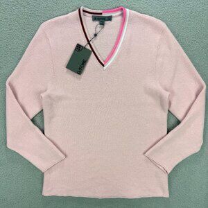 G/FORE Sweater Mens Extra Large XL Blush Pink V Neck Waffle Knit Wool Golf G4